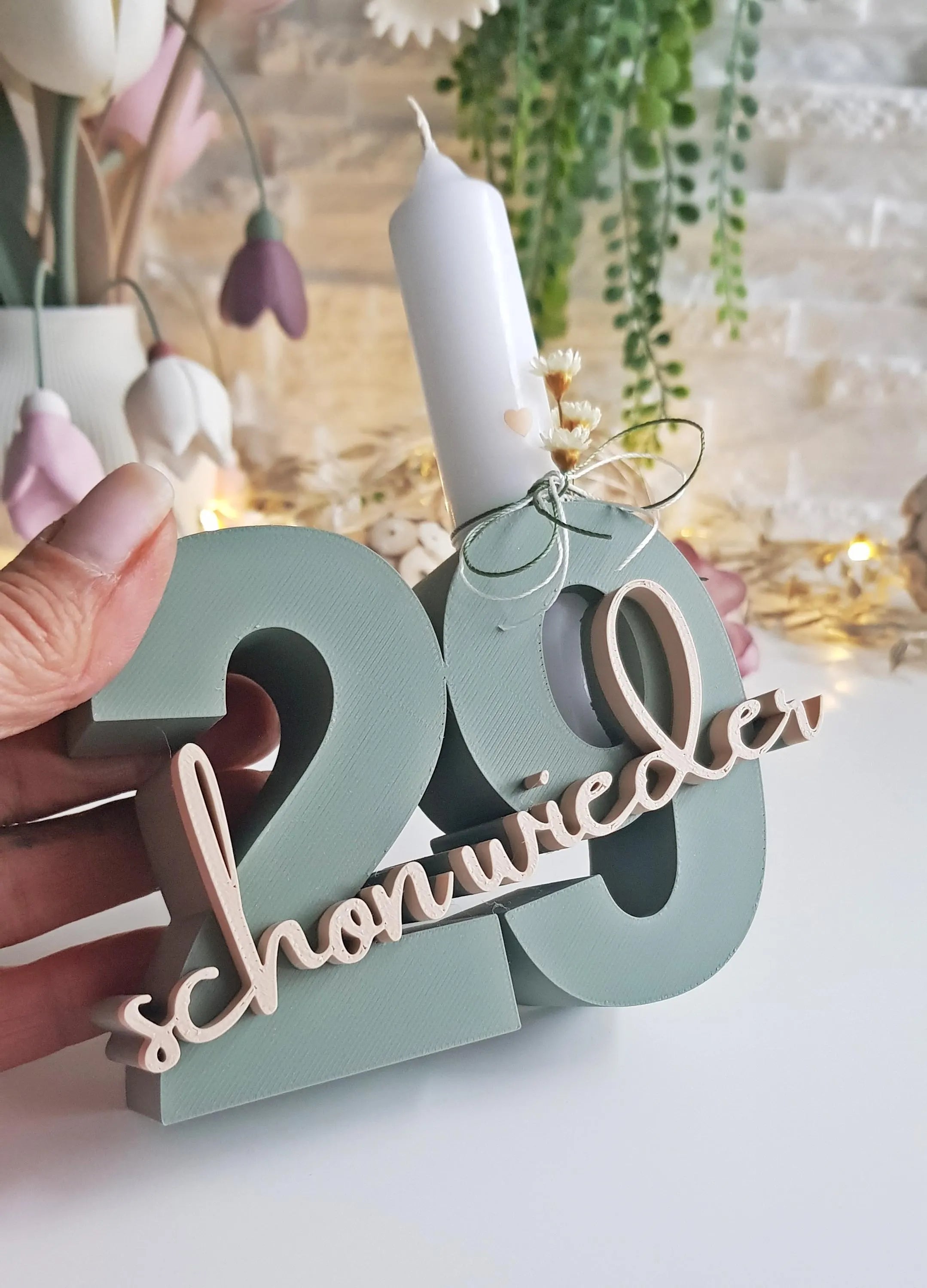 Geburtstag Geschenk Zahl - 29 Blume Kerze Ständer