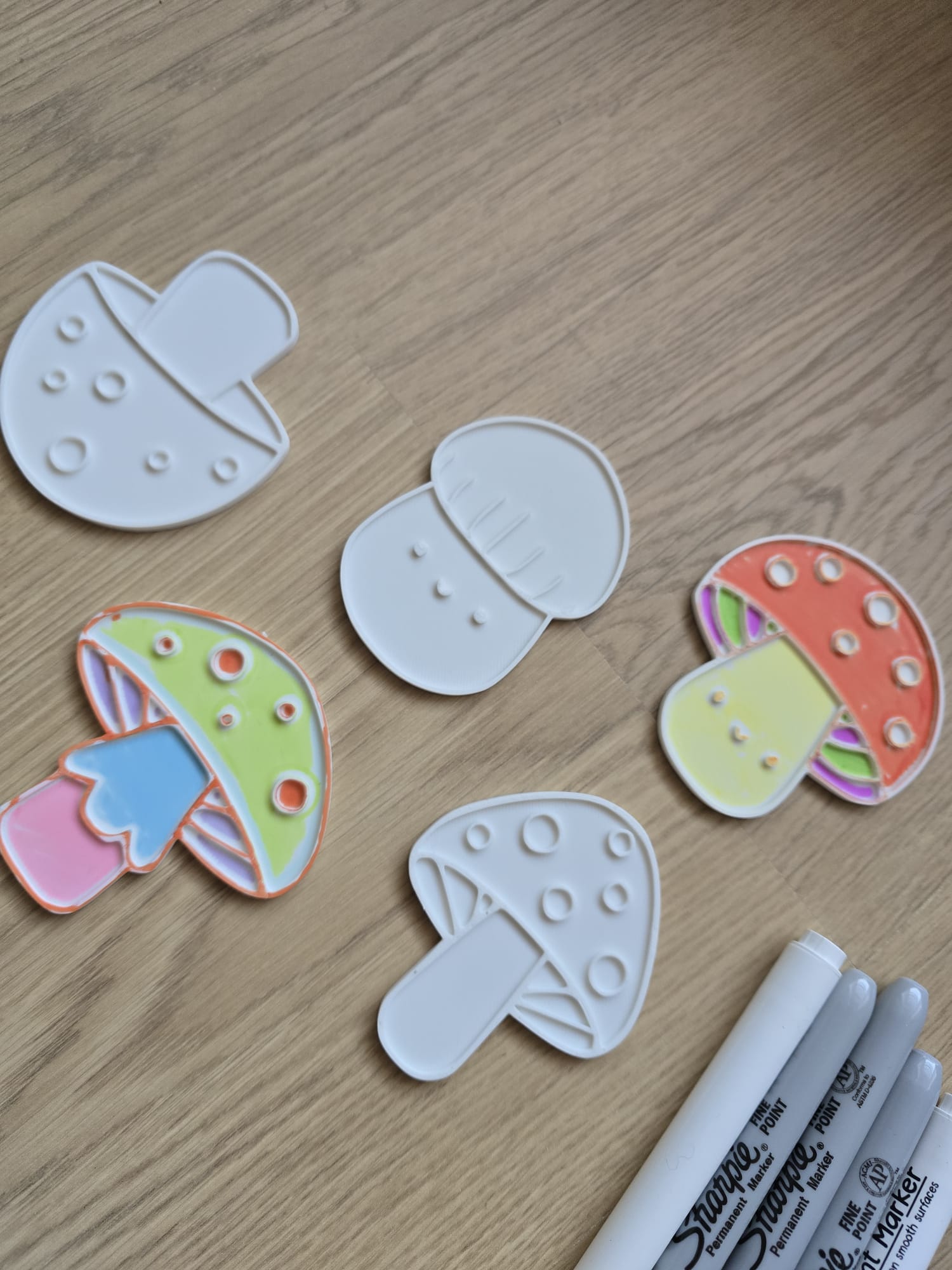 Mushroom Coloring Cute Kawaii Set Marker