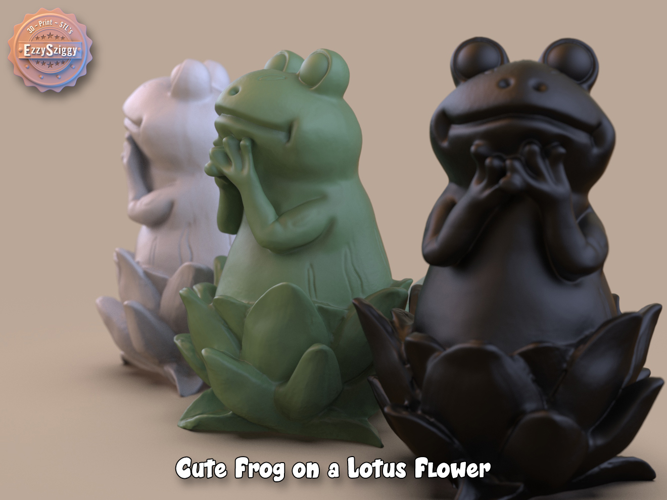 Cute Frog on a Lotus Flower
