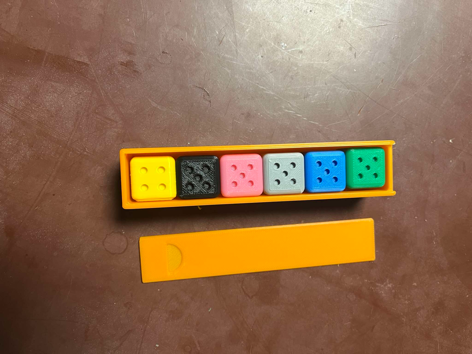 Playing dice in a case