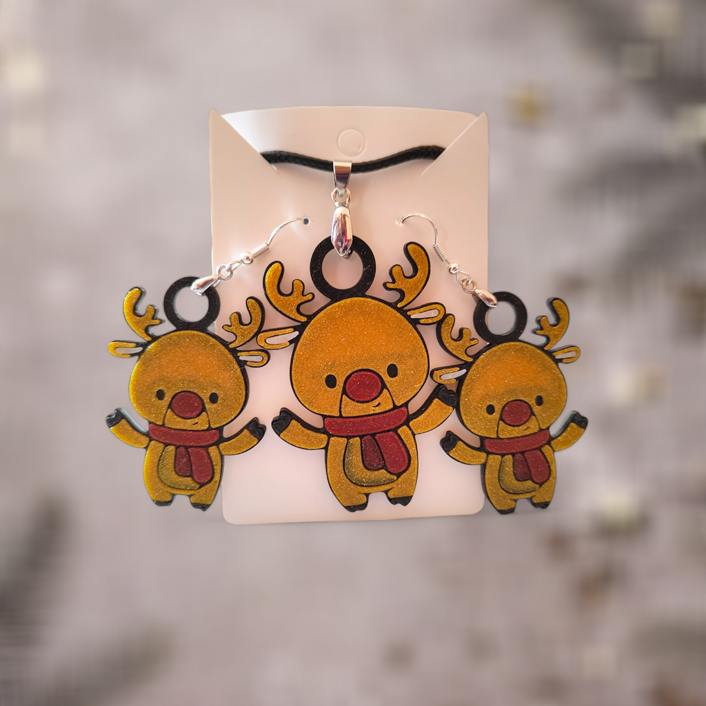 Cute Reindeer - Earrings and Necklace