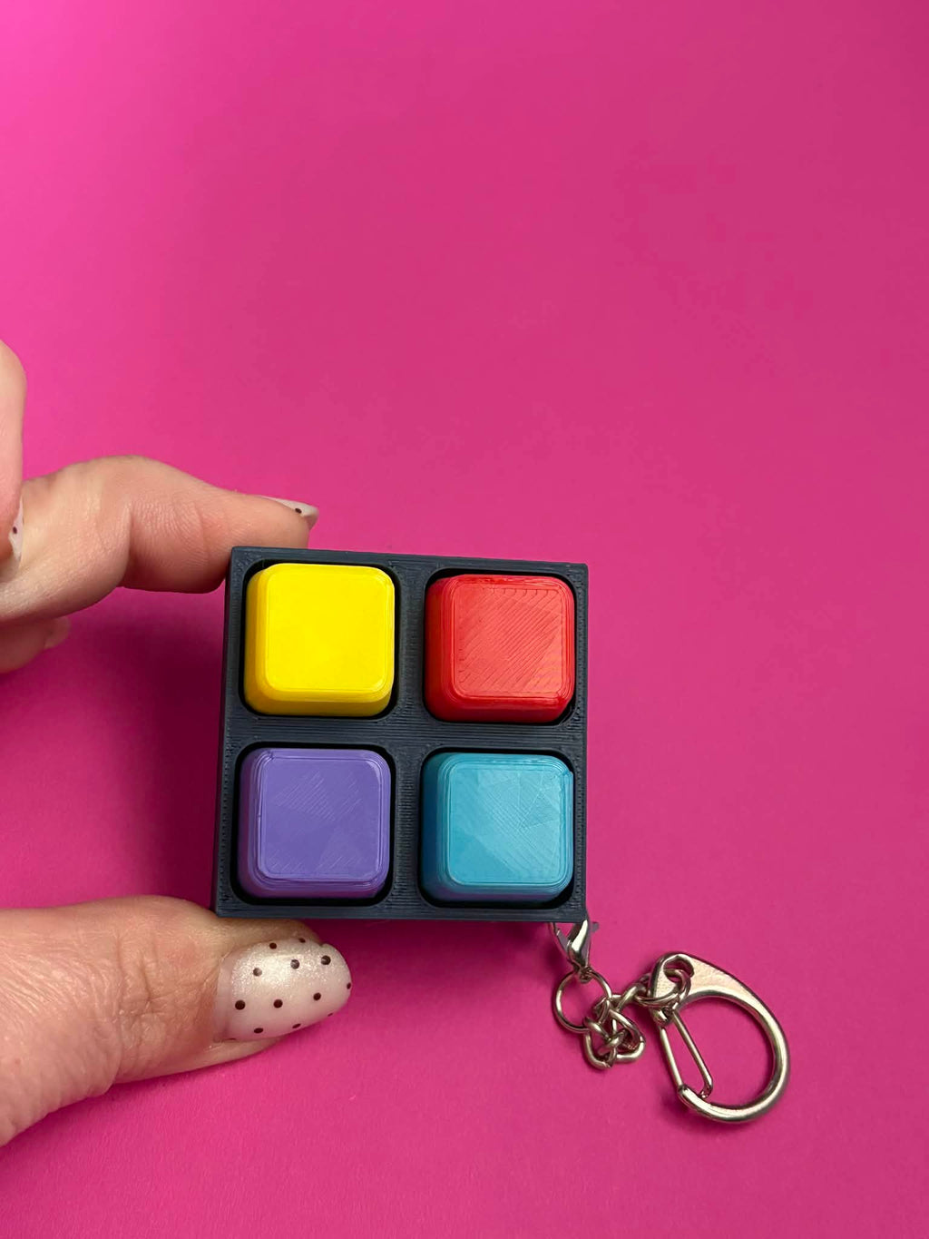 Mini Clicker Fidget Keychain – 4 Button Pocket Toy