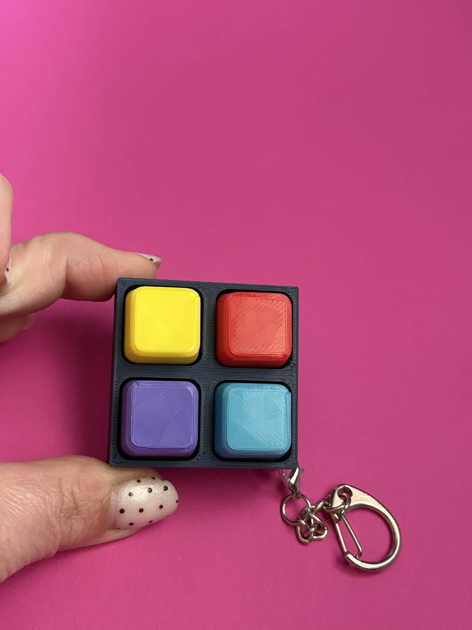 Mini Clicker Fidget Keychain – 4 Button Pocket Toy