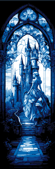 Set of 3 Bookmarks - Grand Stained Glass windows of Fantasy with Castles and Princesses