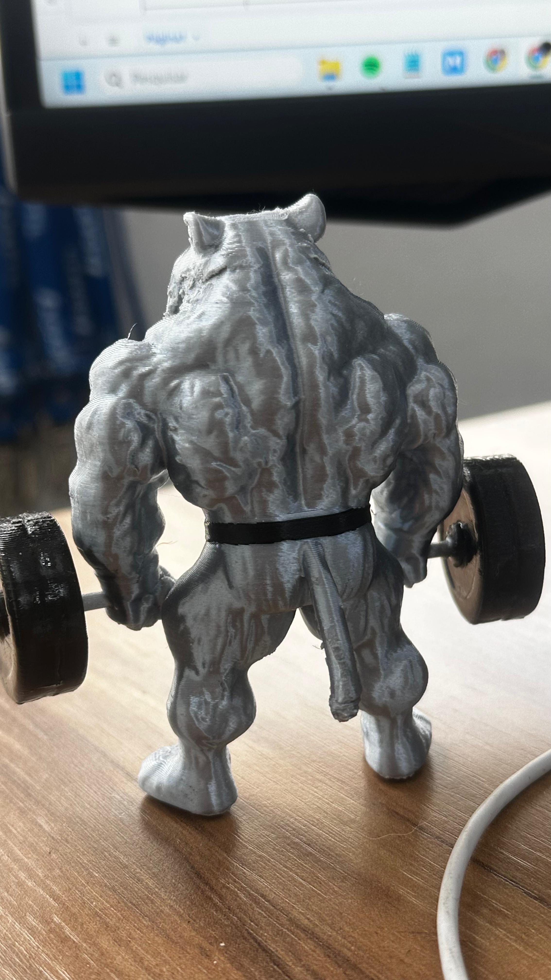 Miniatura 3D tigre musculoso halteres academia