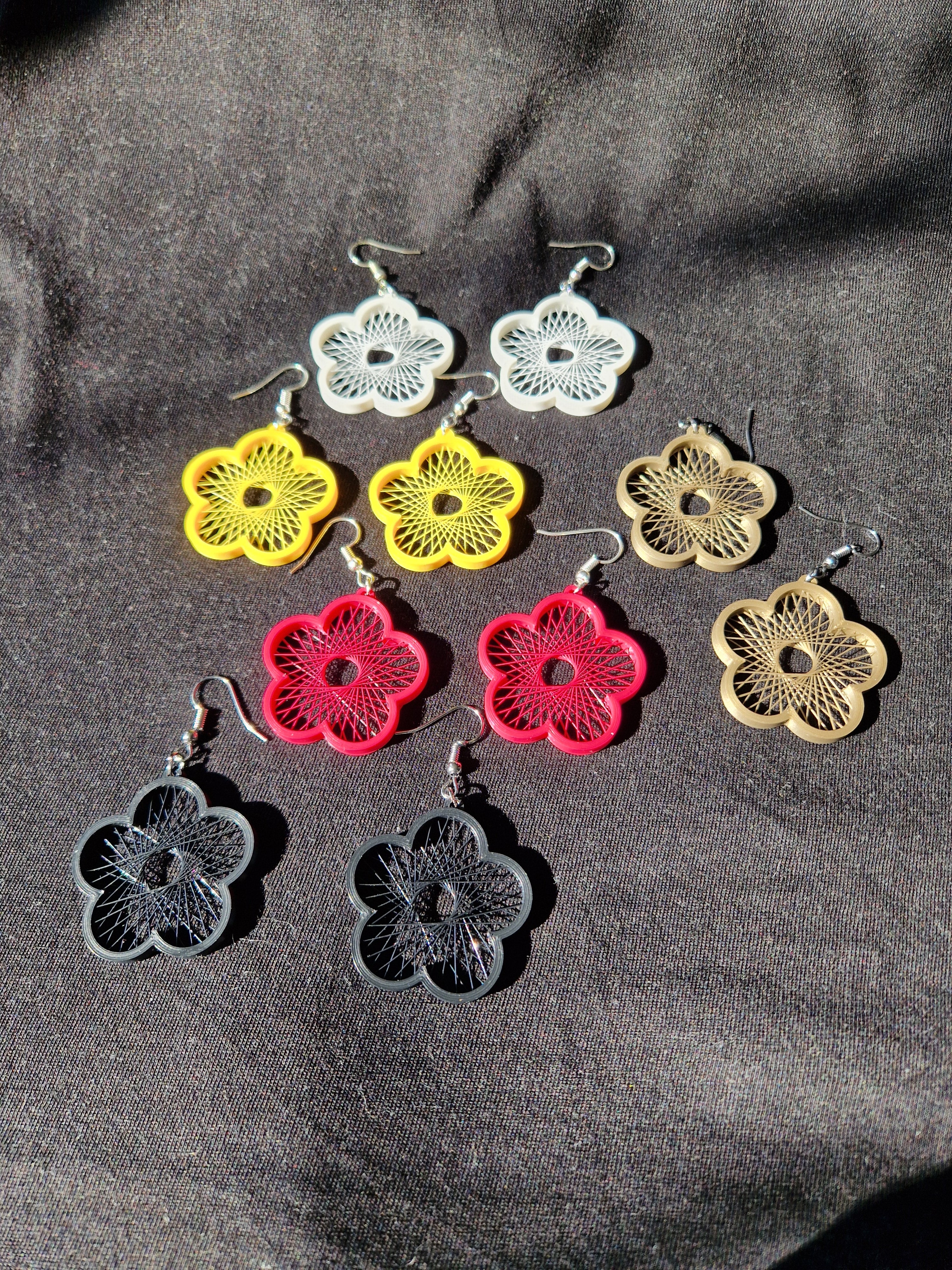 Spring flower string earrings in 3 sizes