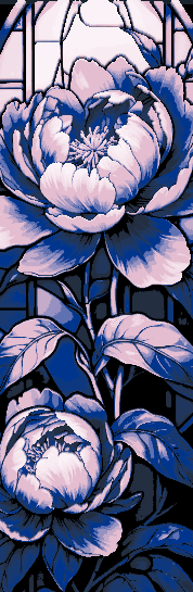 Set of 3 Bookmarks - Springtime Blooms of a Pink Peony Flowering Bush in Stained Glass