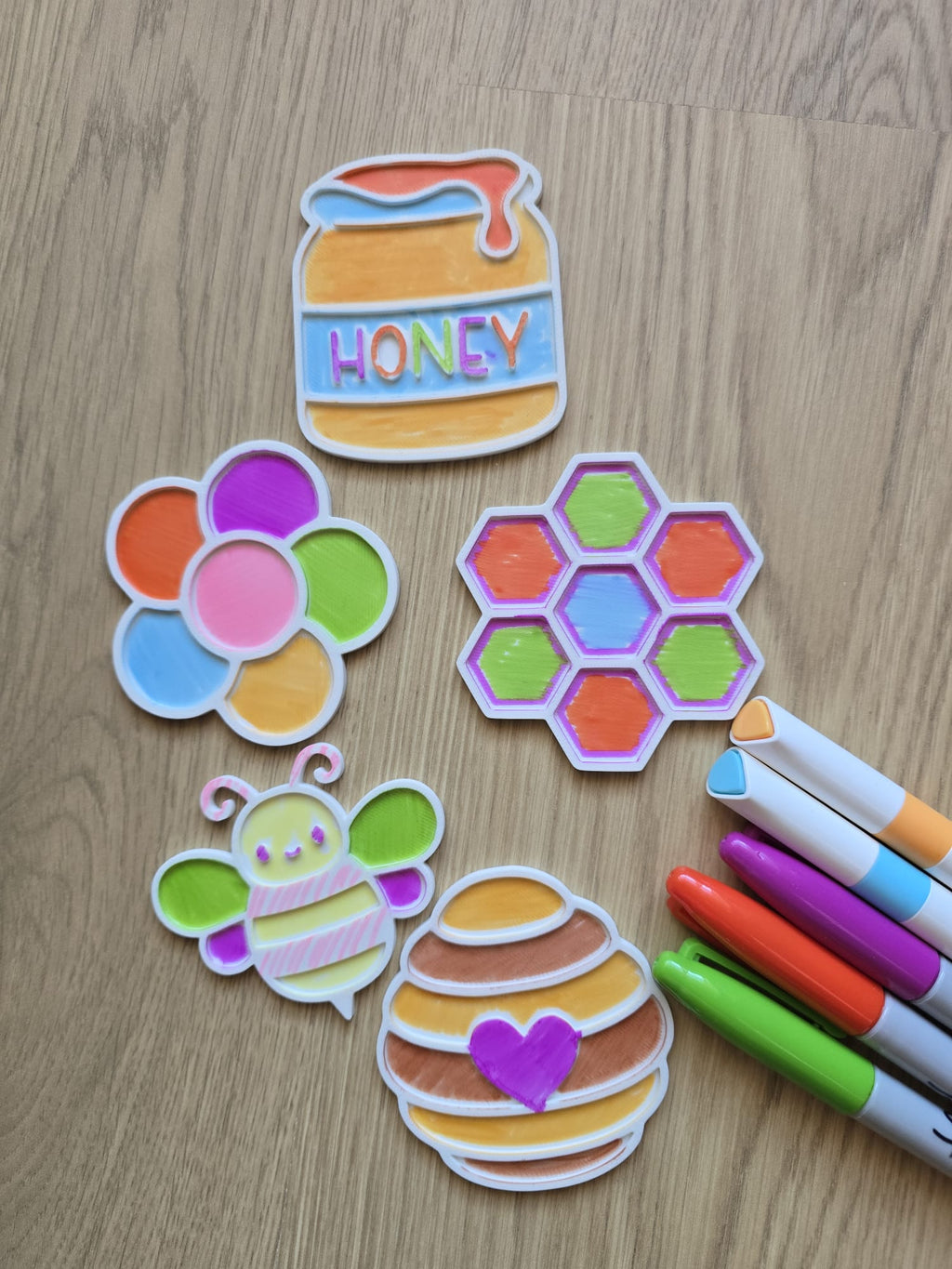Cute Bee Honey Hive Comb Coloring Set Color
