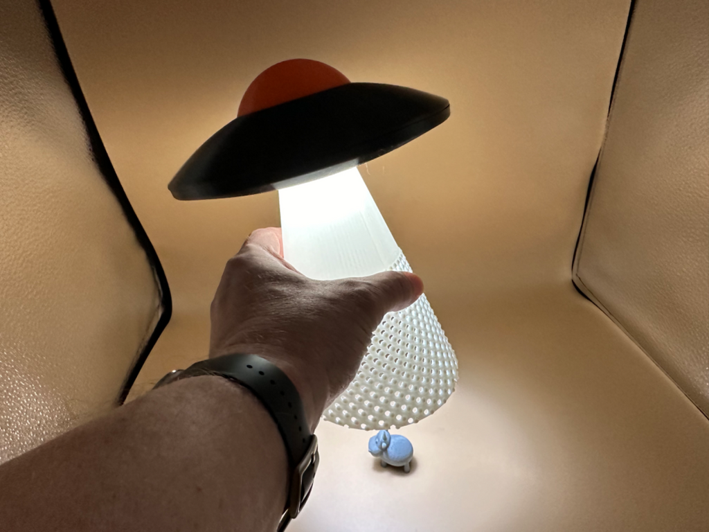 UFO Table Lamp with Tractor Beam Illumination