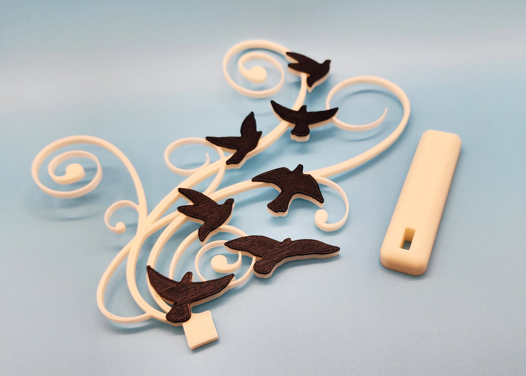 Wind with Sparrows - 2 Colors - Stand Optional