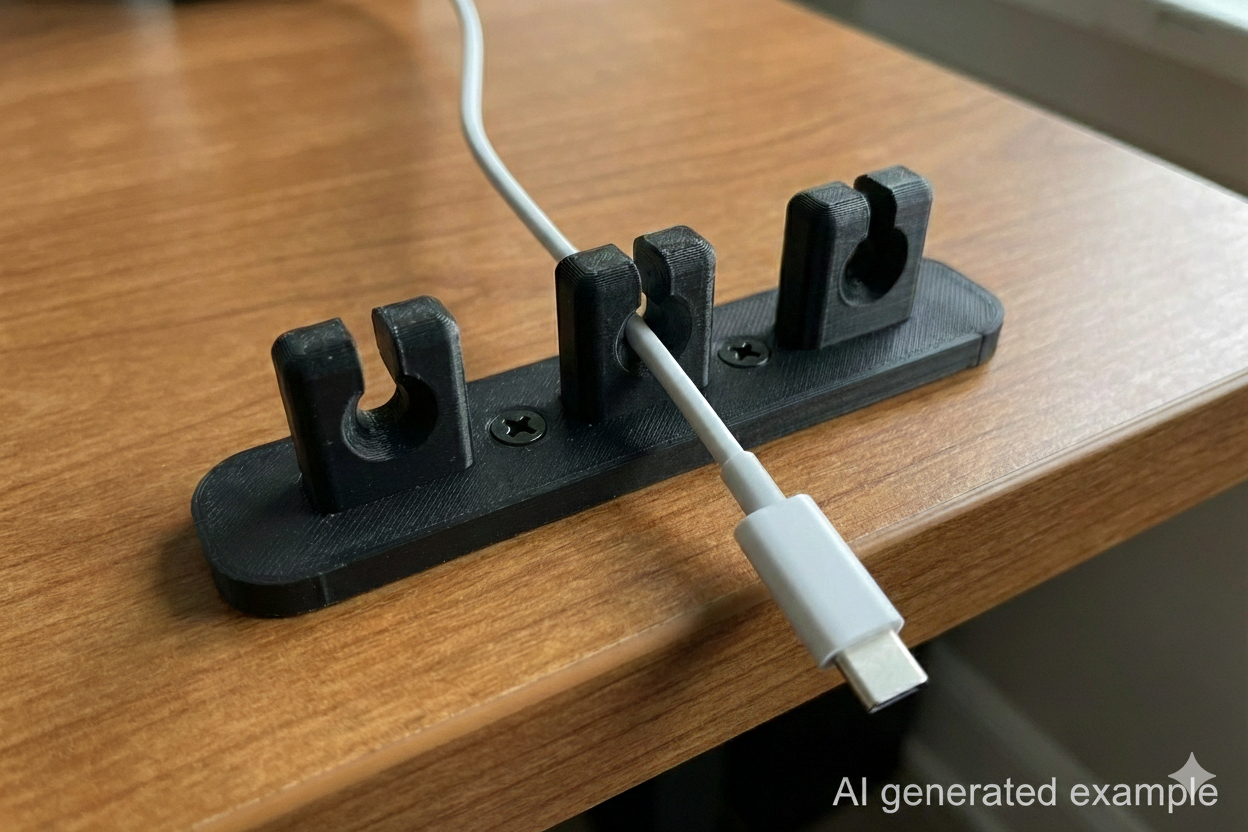 3-Slot Desk Cable Organizer – Screw Mount