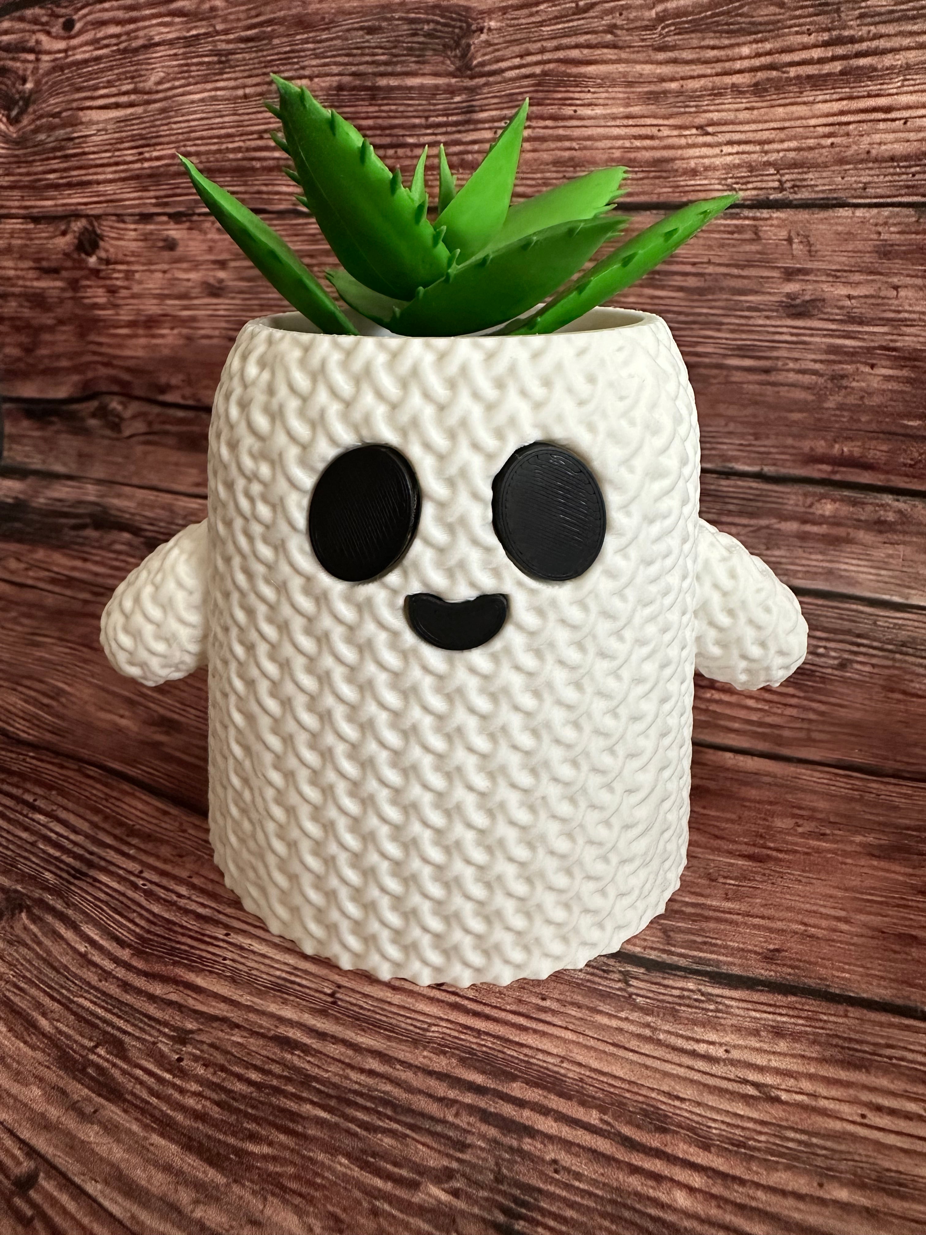 Cute Knitted Ghost Vase or Pencil Holder