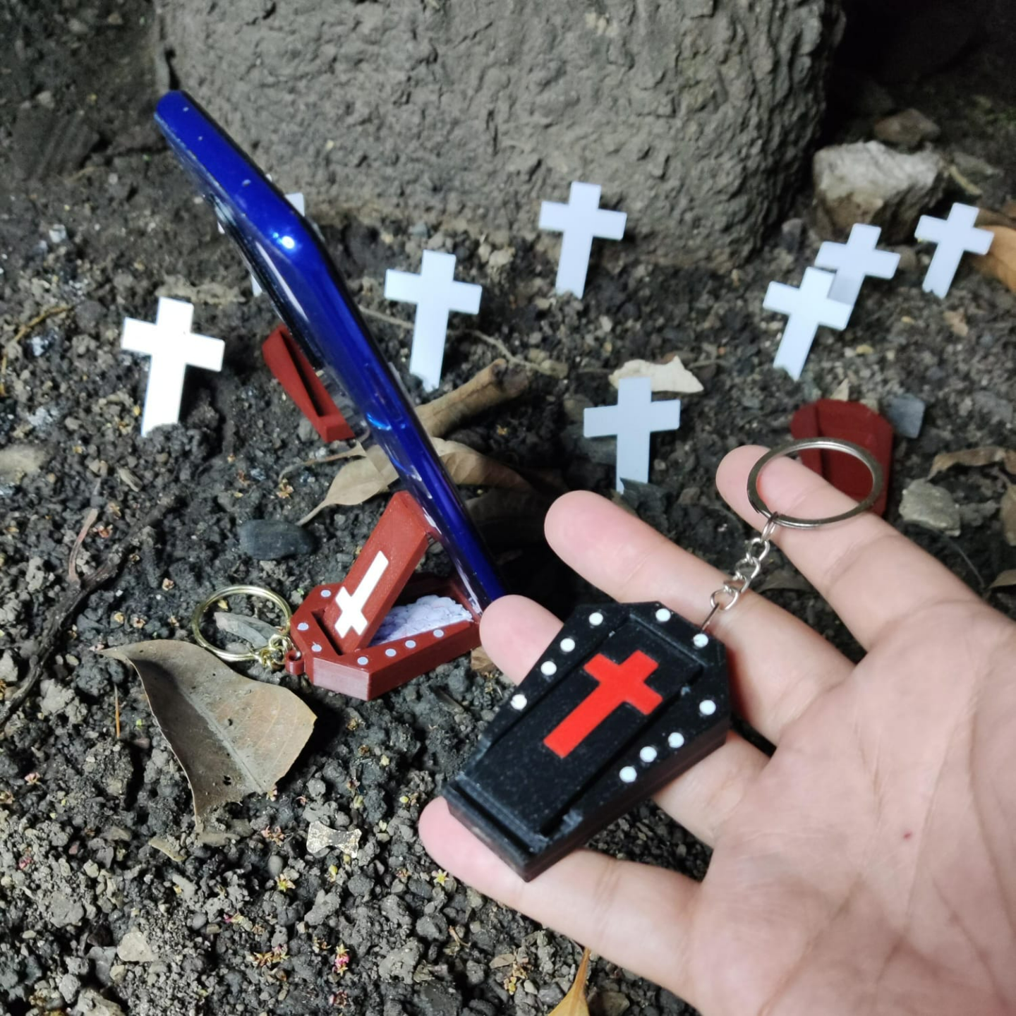 KEYCHAIN PHONE HOLDER COFFIN (LLAVERO ATAUD PORTA CELULAR)
