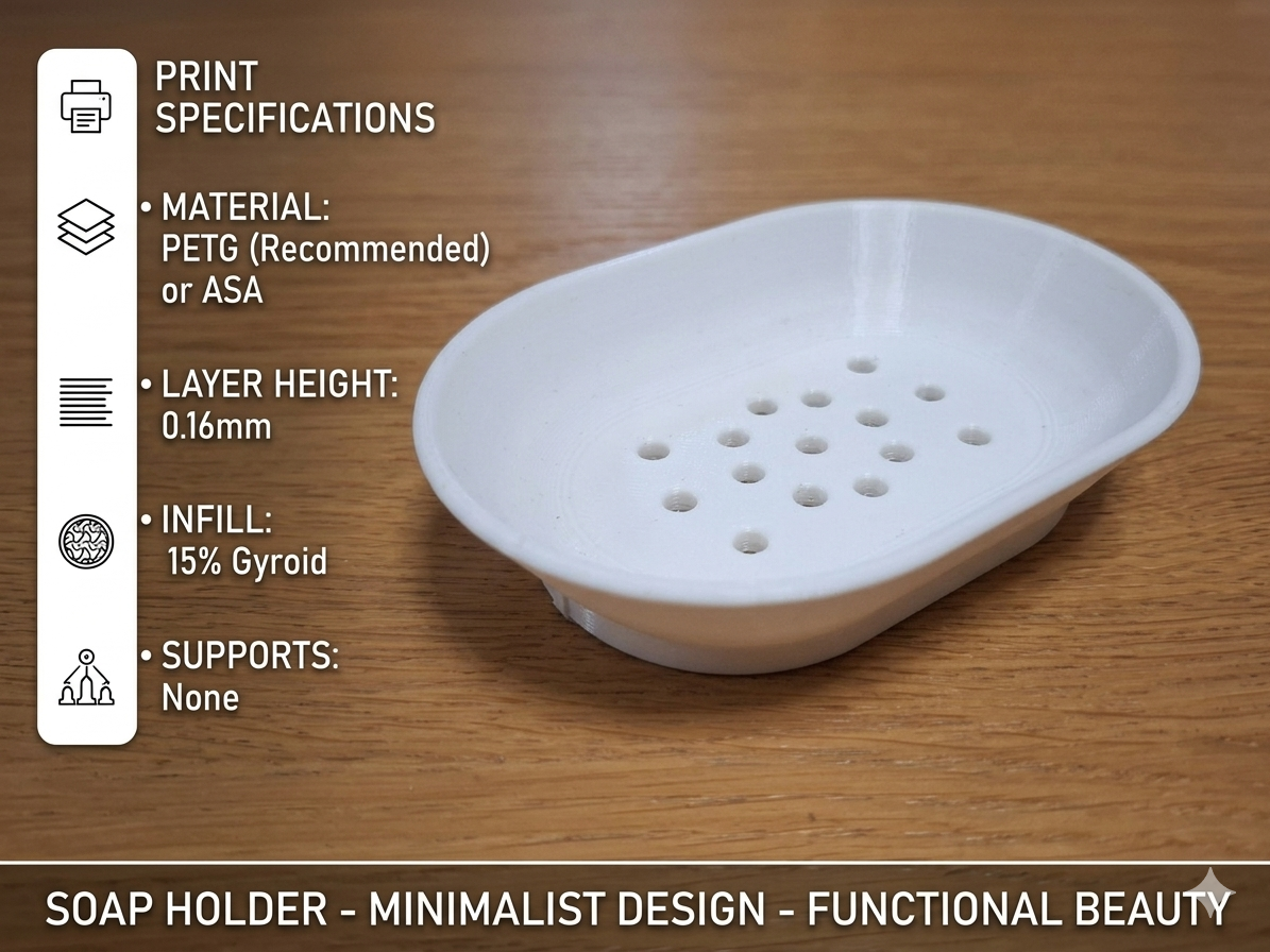 Minimalist 2-Piece Soap Holder with Drainage