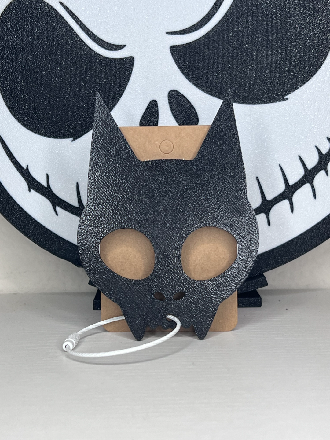 Self Defense Cat Skull Keychain