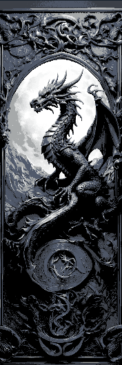 Dragon and the Moon Carvings in Black and White - Set of 3 Bookmarks