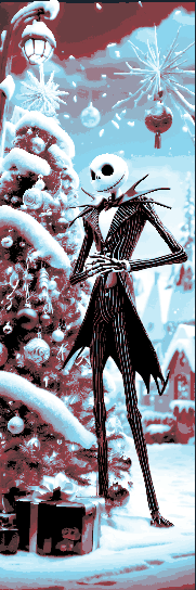 Fan Art 3 Bookmarks of Nightmare Before Christmas Jack and Sally decorating the town for Christmas