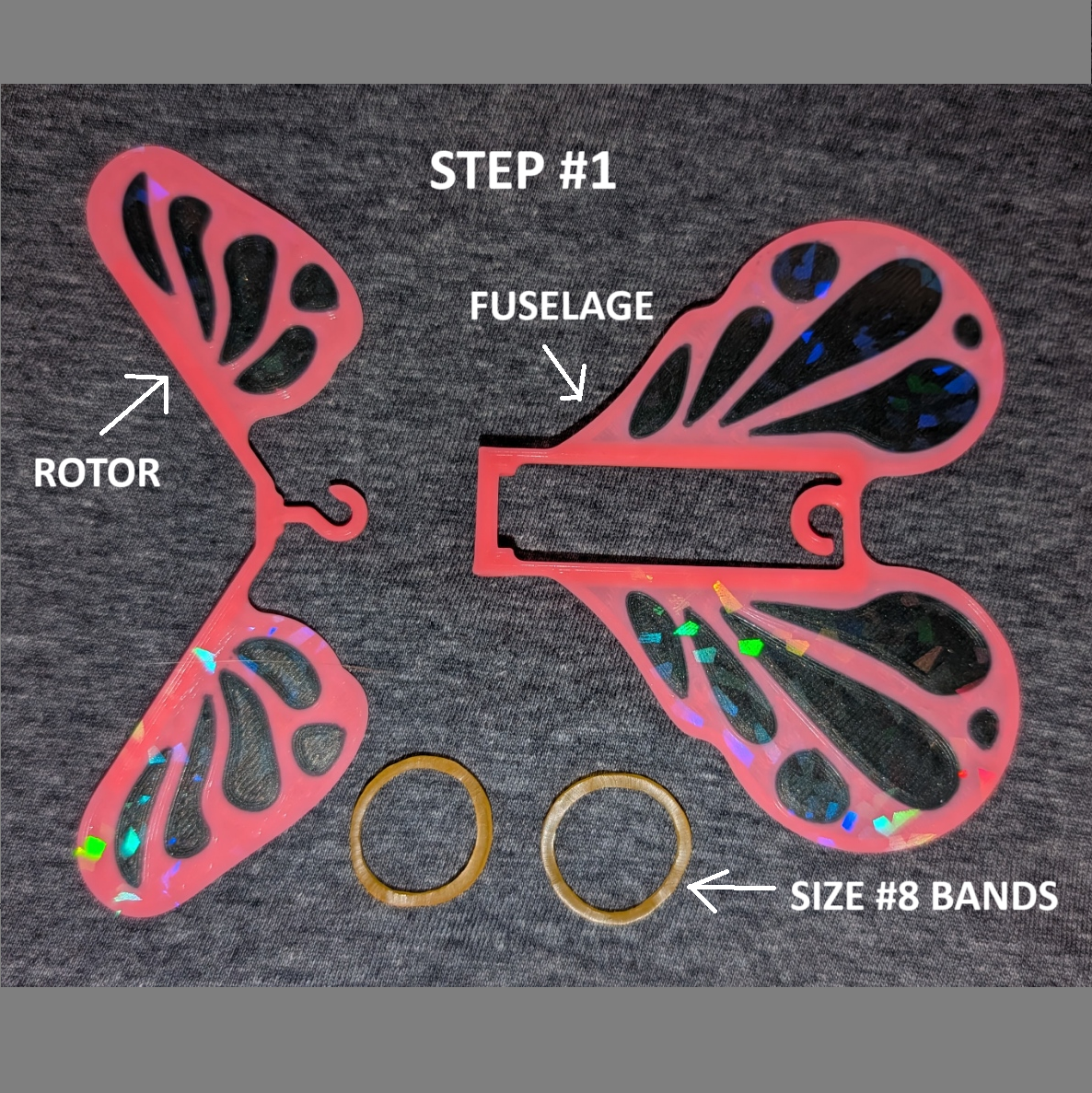 Rubber band powered flying butterfly prank