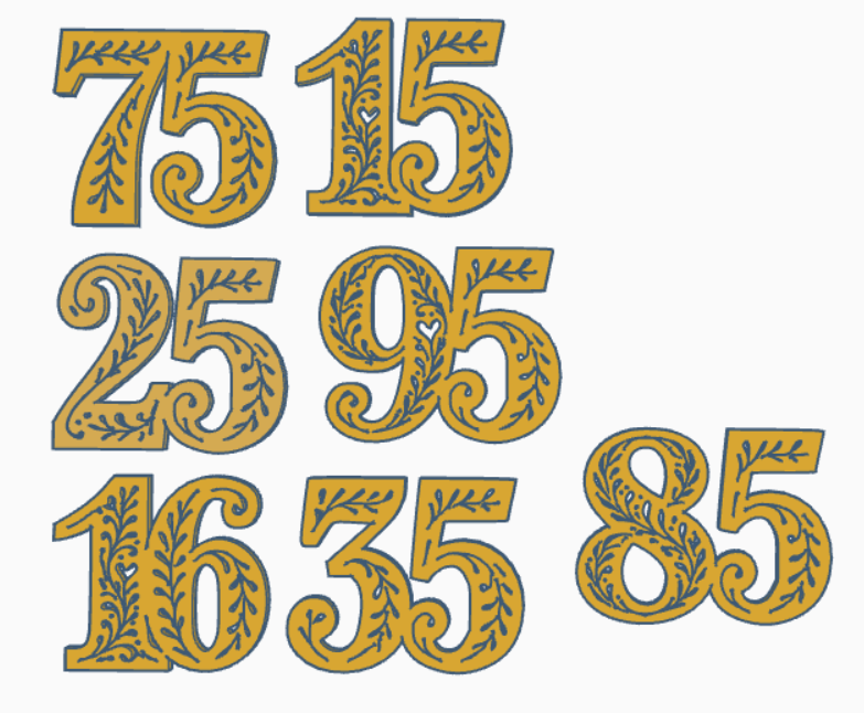 Beautiful ornamental birthday numbers