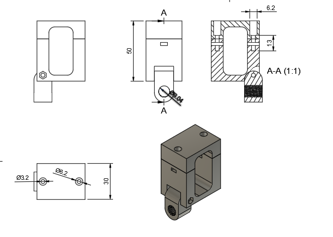 PTFE tube support A1