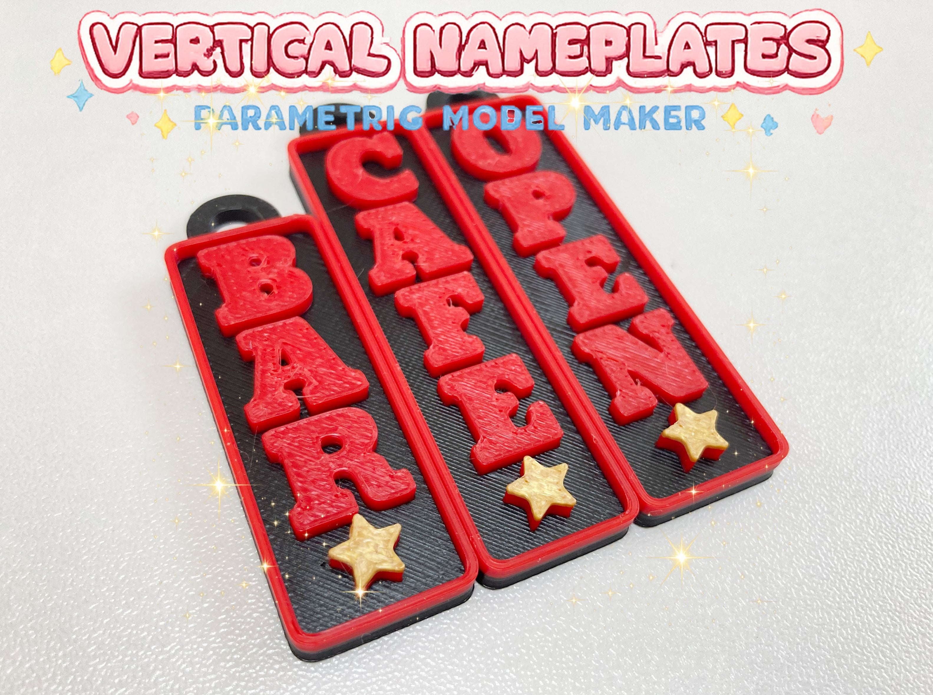 Vertical Nameplate_Parametric Custom Text_吉田工房