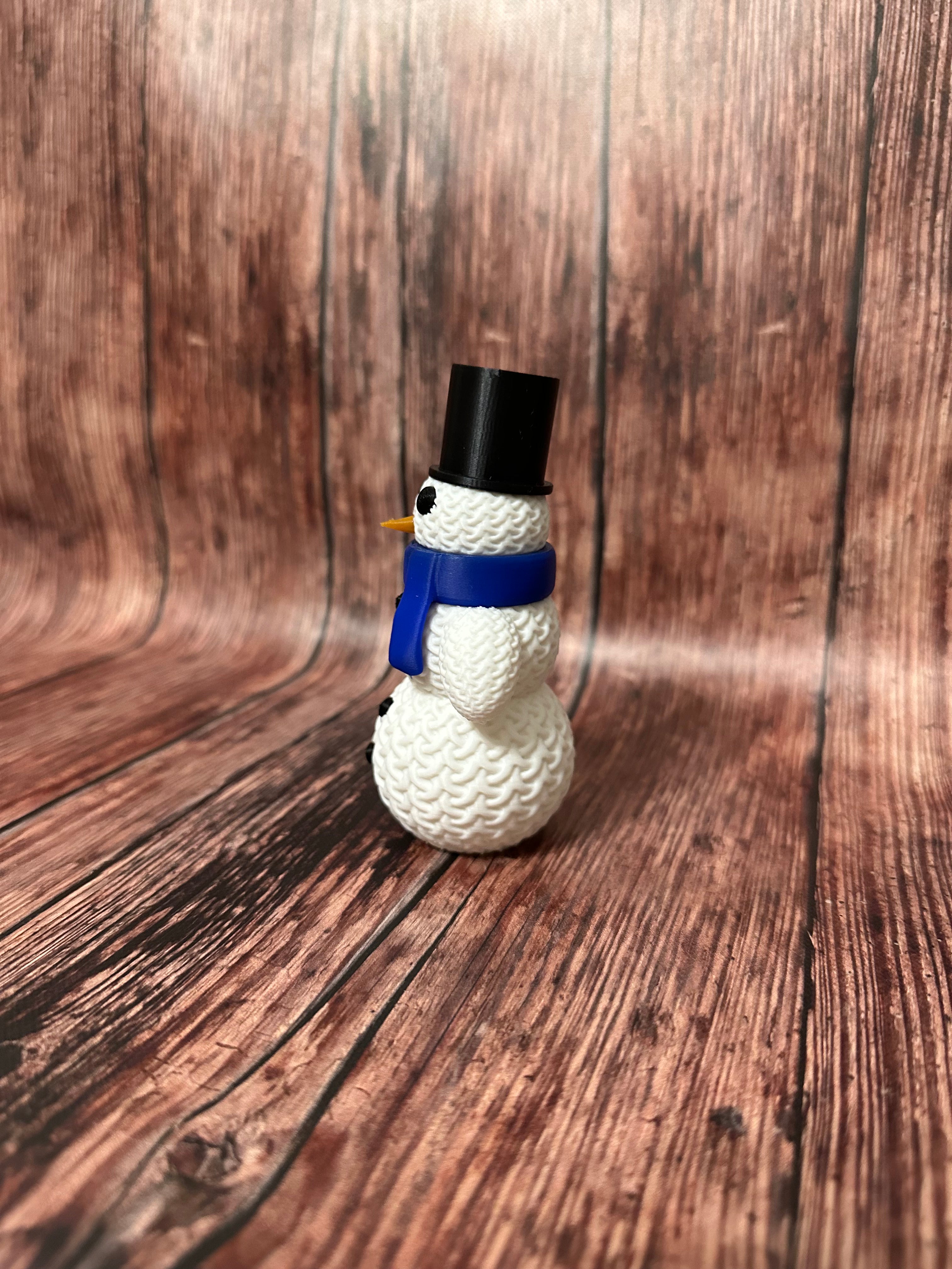 Cute Knitted Snowman with Hat and Scarf