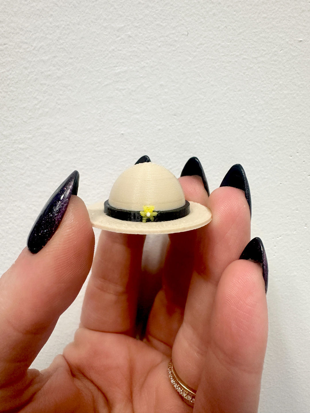 Tiny Safari/ Sun Hat With Flower for Broken Prints
