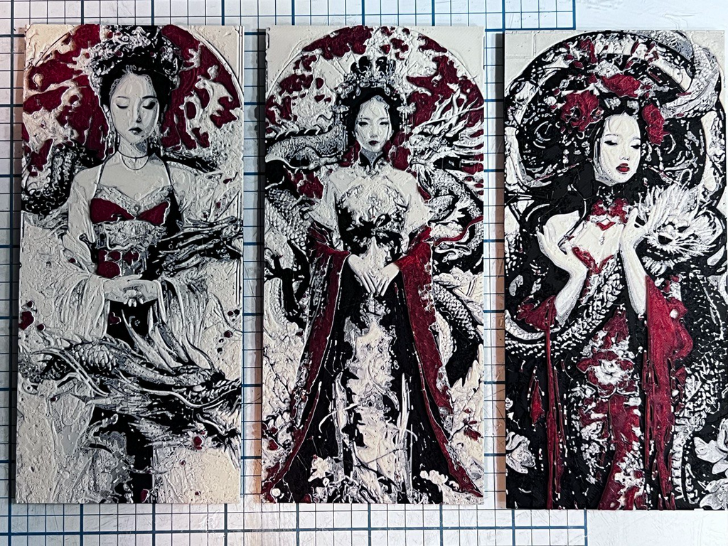 chinese dragon and chinese girl hueforge