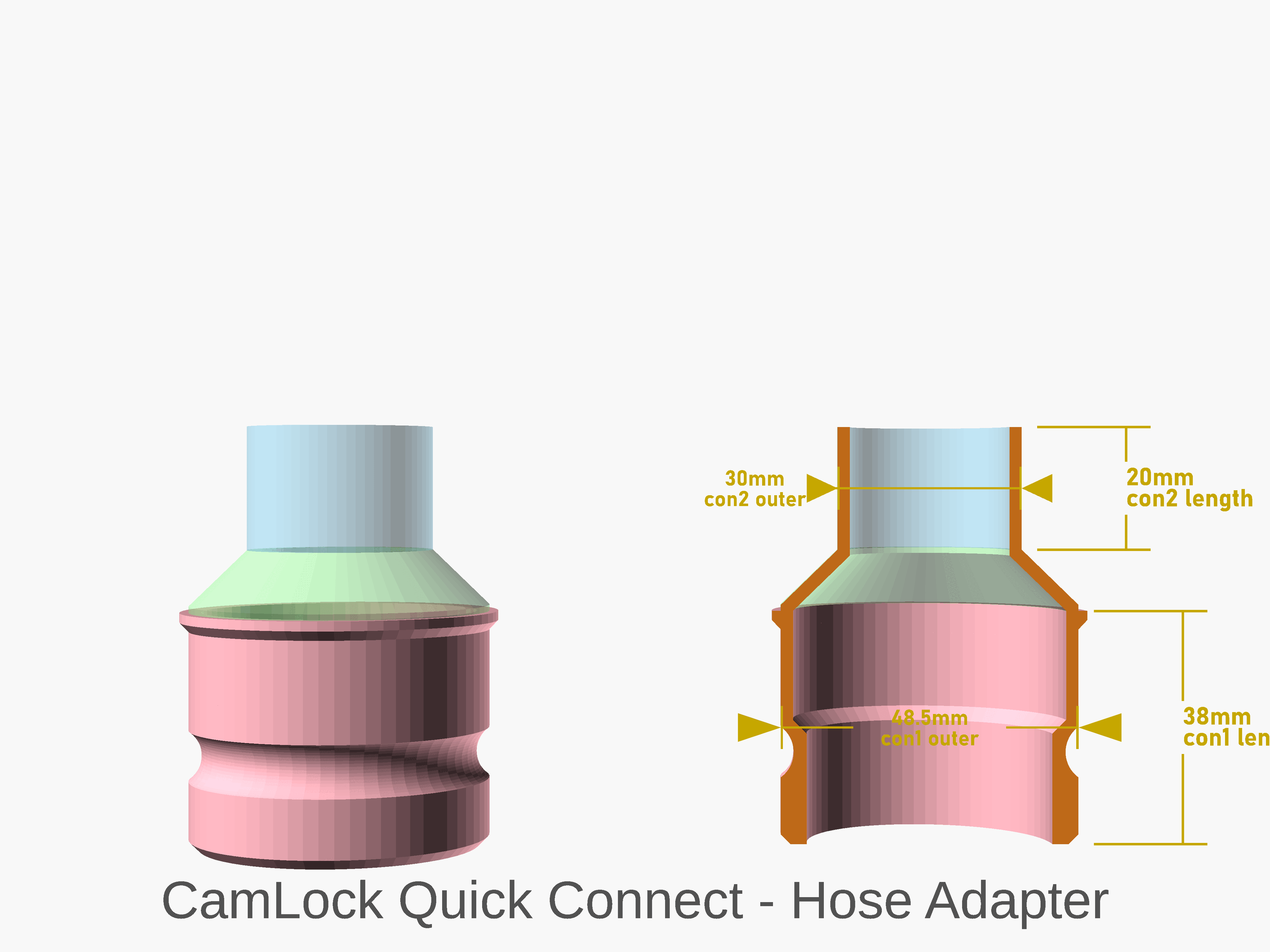 Parametric vacuum hose connector