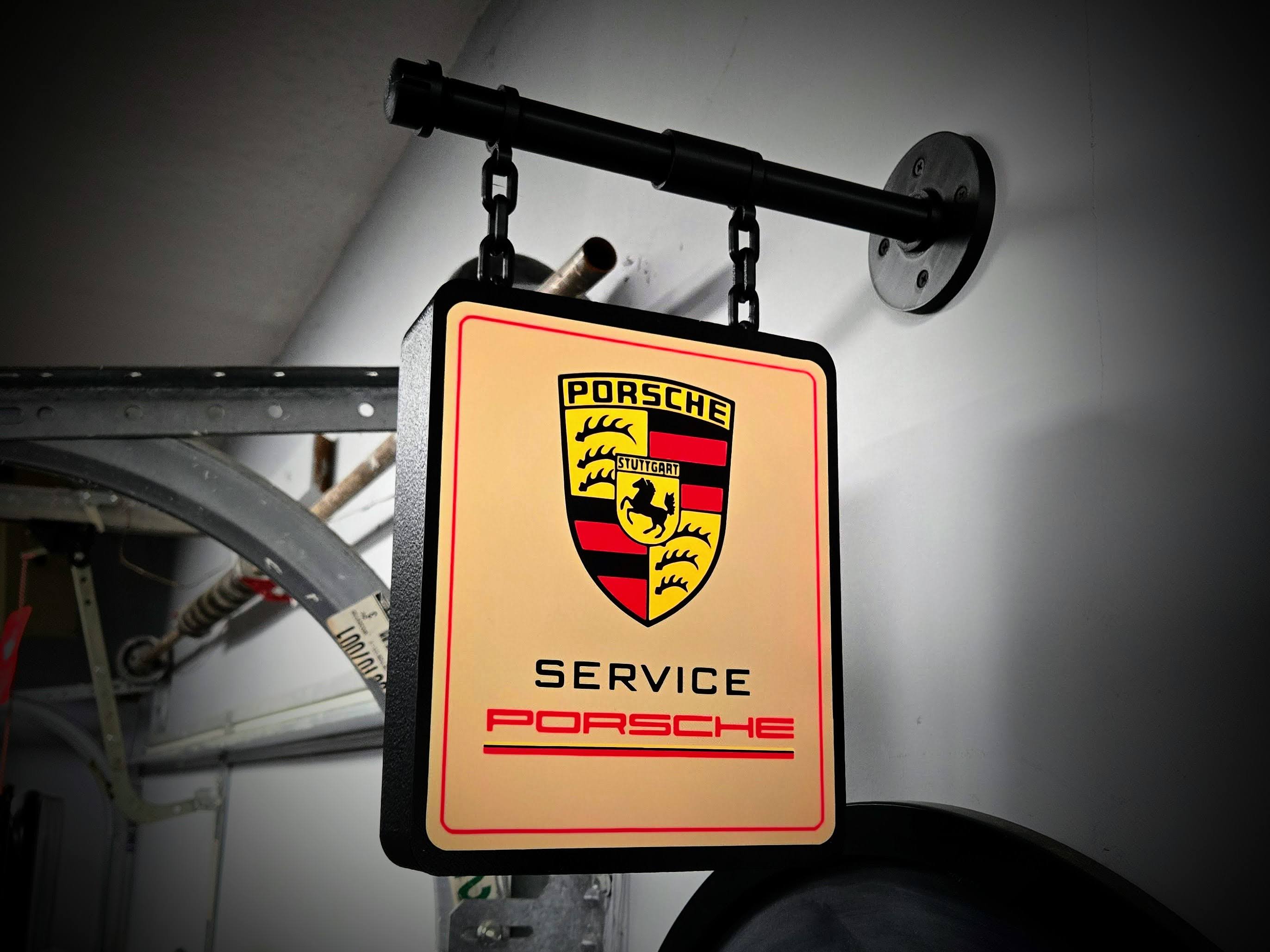 PORSCHE SERVICE ~ 2-Sided Hanging Pub Style Light
