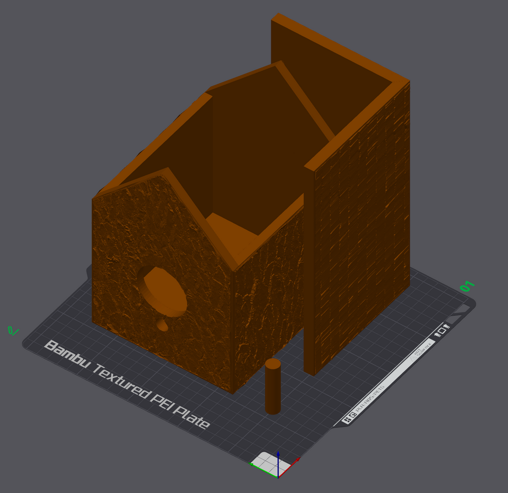 Simple Sturdy Bird House with Bark texture
