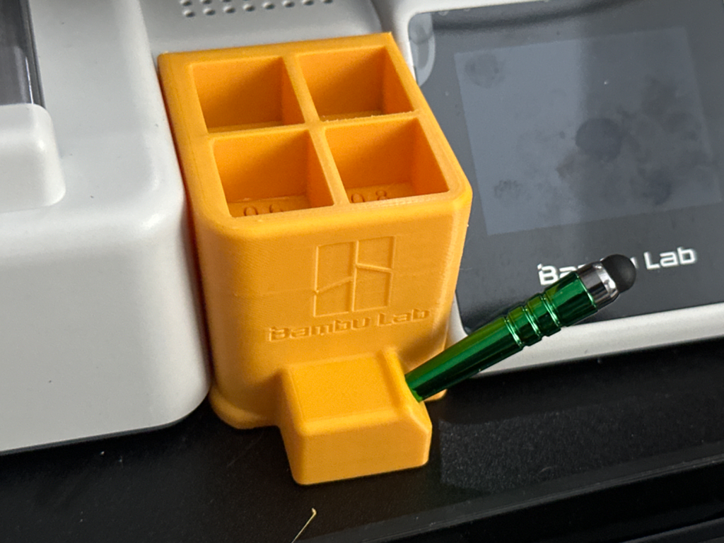 Precision Nozzle Container with Stylus upgrade for the Bambulab A1mini