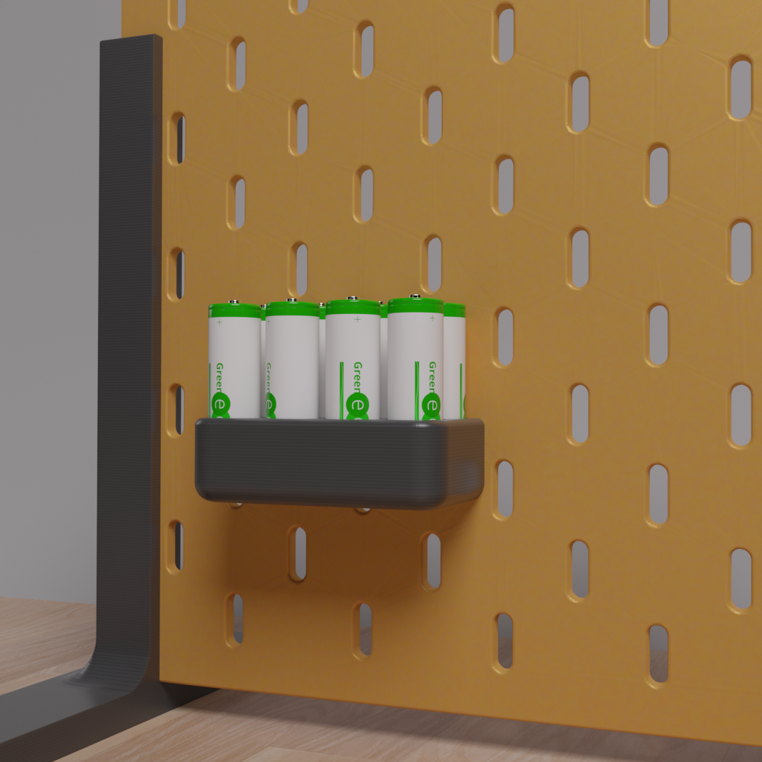 AA Battery Holder/Organizer for Ikea Skadis Pegboard