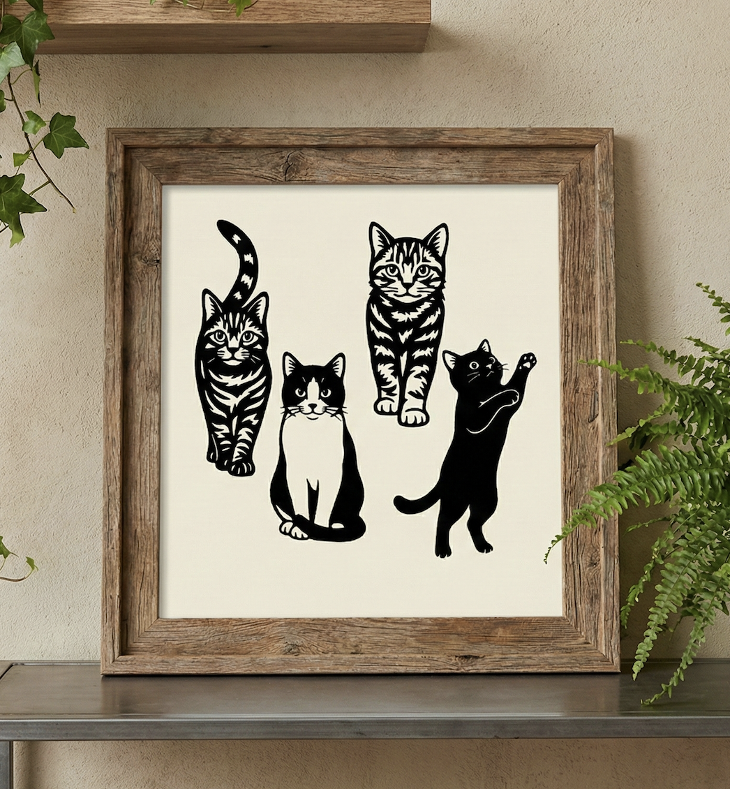 Elegant Minimalist Cat Silhouette Art Collection