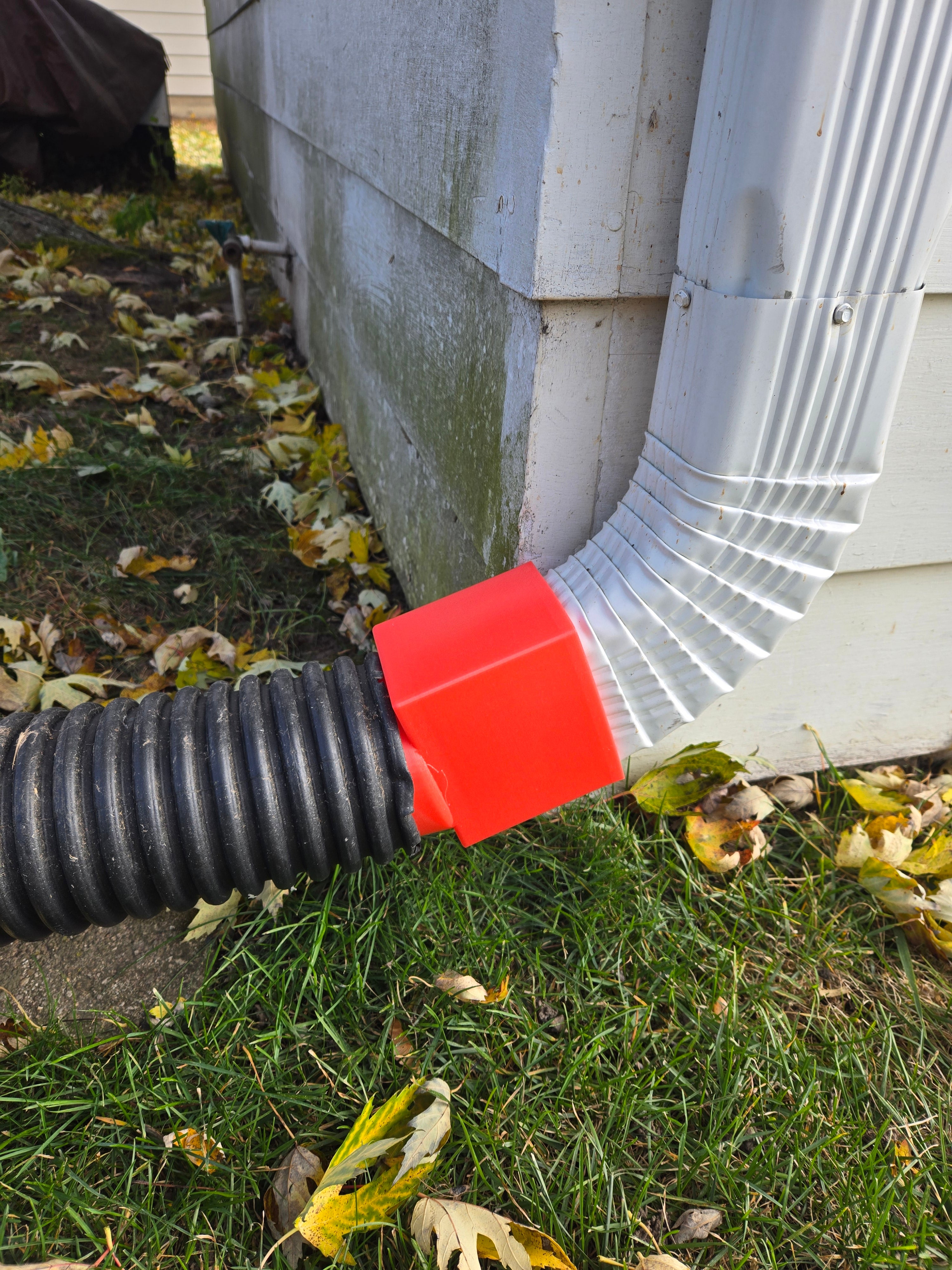 3x4 Downspout A/B Elbow to 4" Drain Tile Adapter
