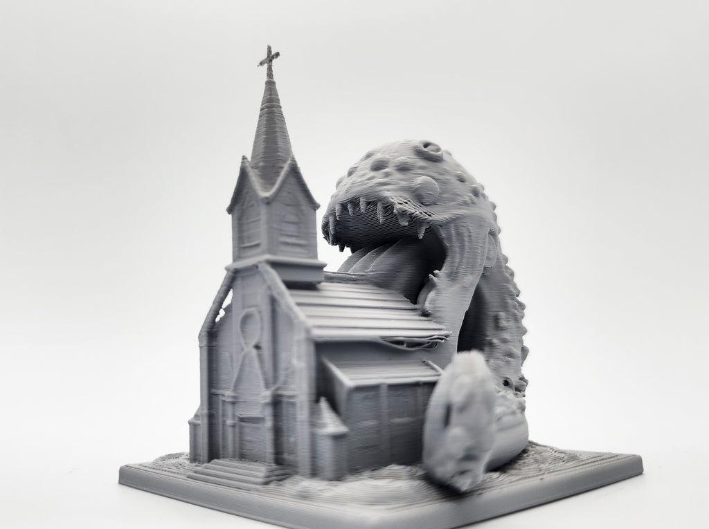 Cosmic Horror eating a Church Miniature