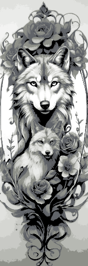 Fascination with Wolves amongst flowers - Set of 3 Bookmarks