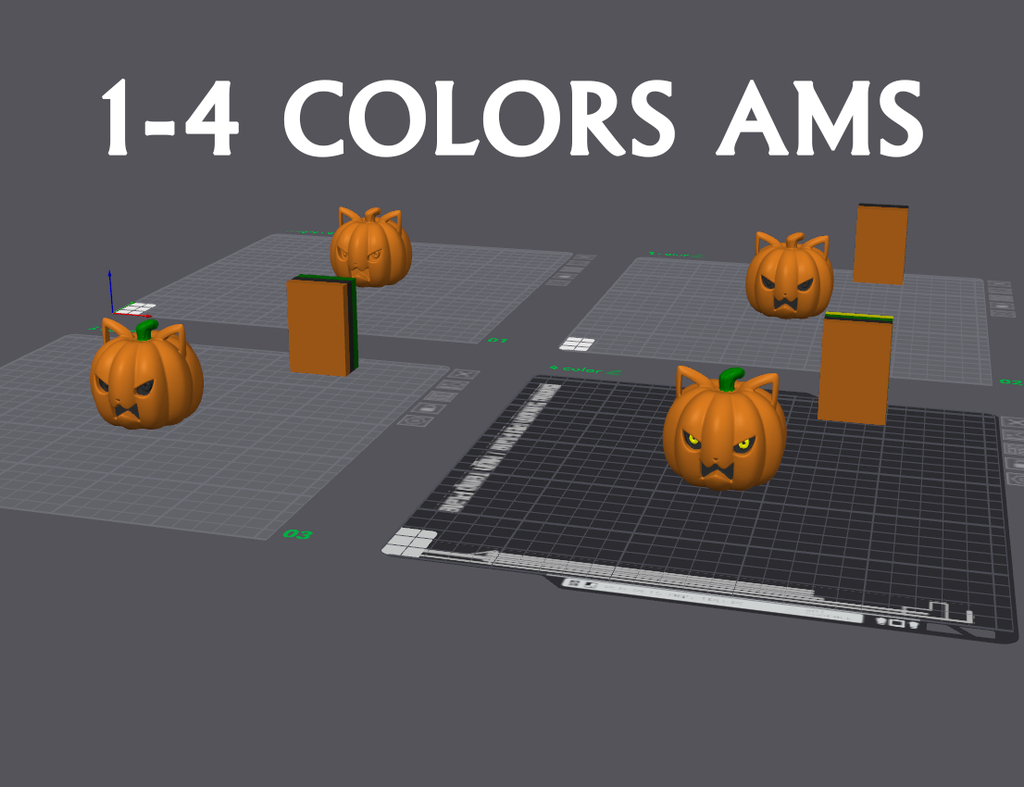 Cat-O-Lantern 1 to 4 Colors AMS MMU