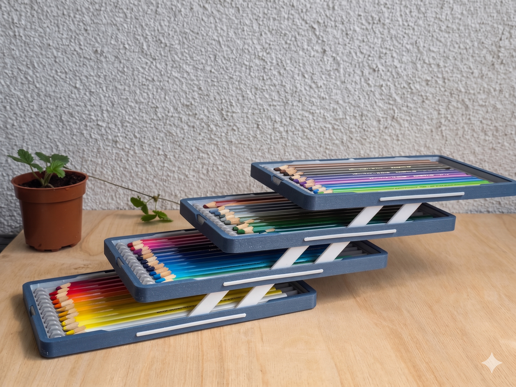 Cantilever case for 48 Pencils with Eject Buttons