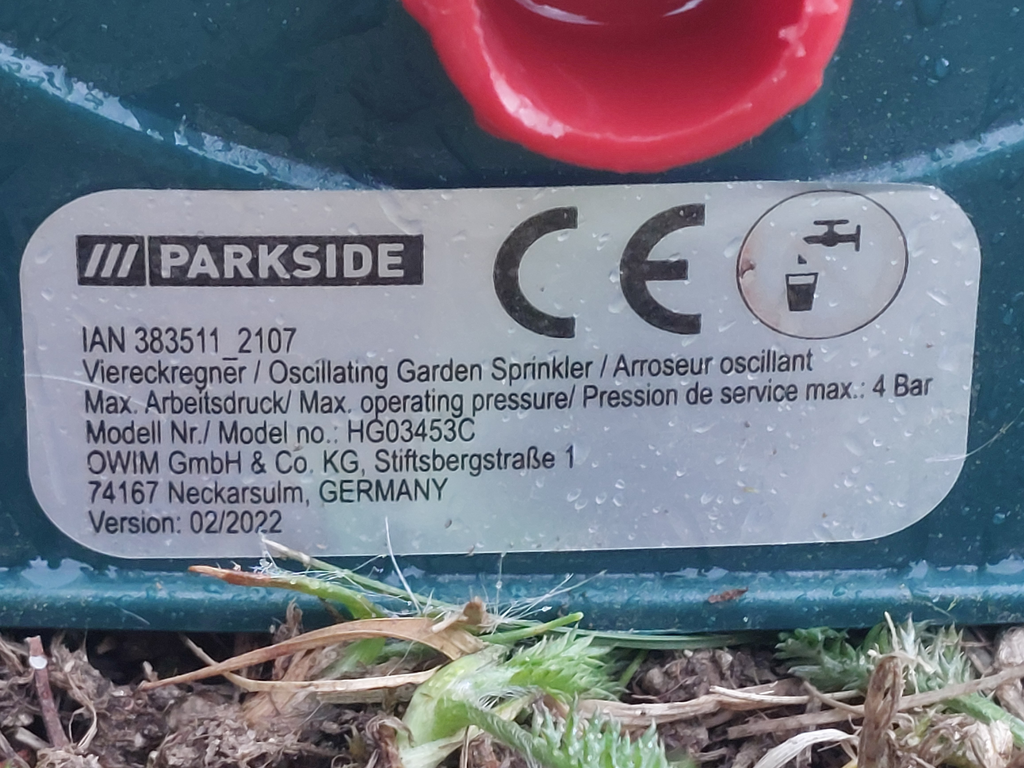 Parkside oscillating garden sprinkler covers