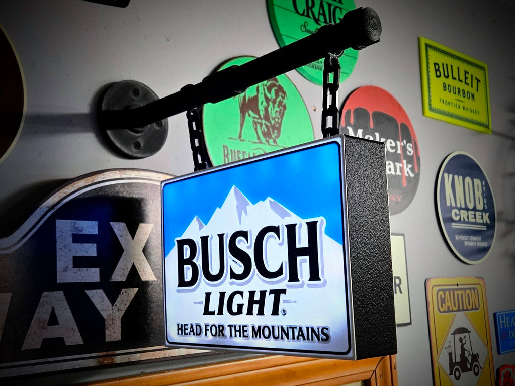 2-Sided Hanging Busch Light & Faux Pipe Mount