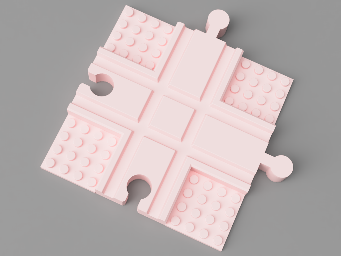 Crossing Rails with LegoBricks plate (wooden rail)