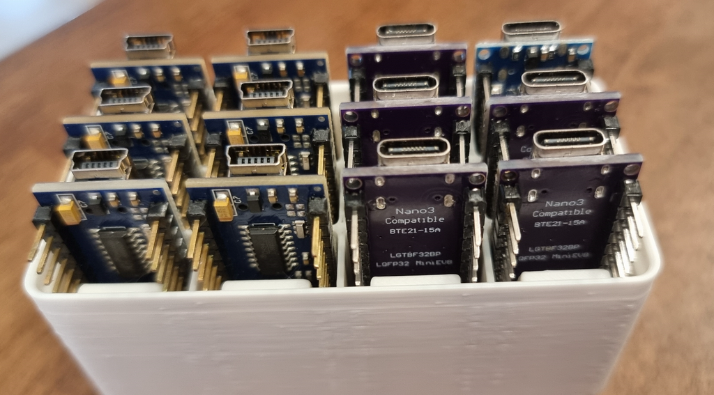 Gridfinity Arduino Nano 1x2 bin Holds 12 Arduinos