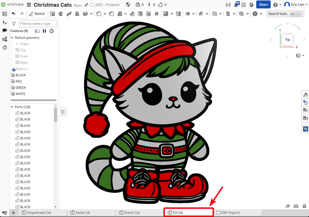 Christmas Elf Cat Decoration