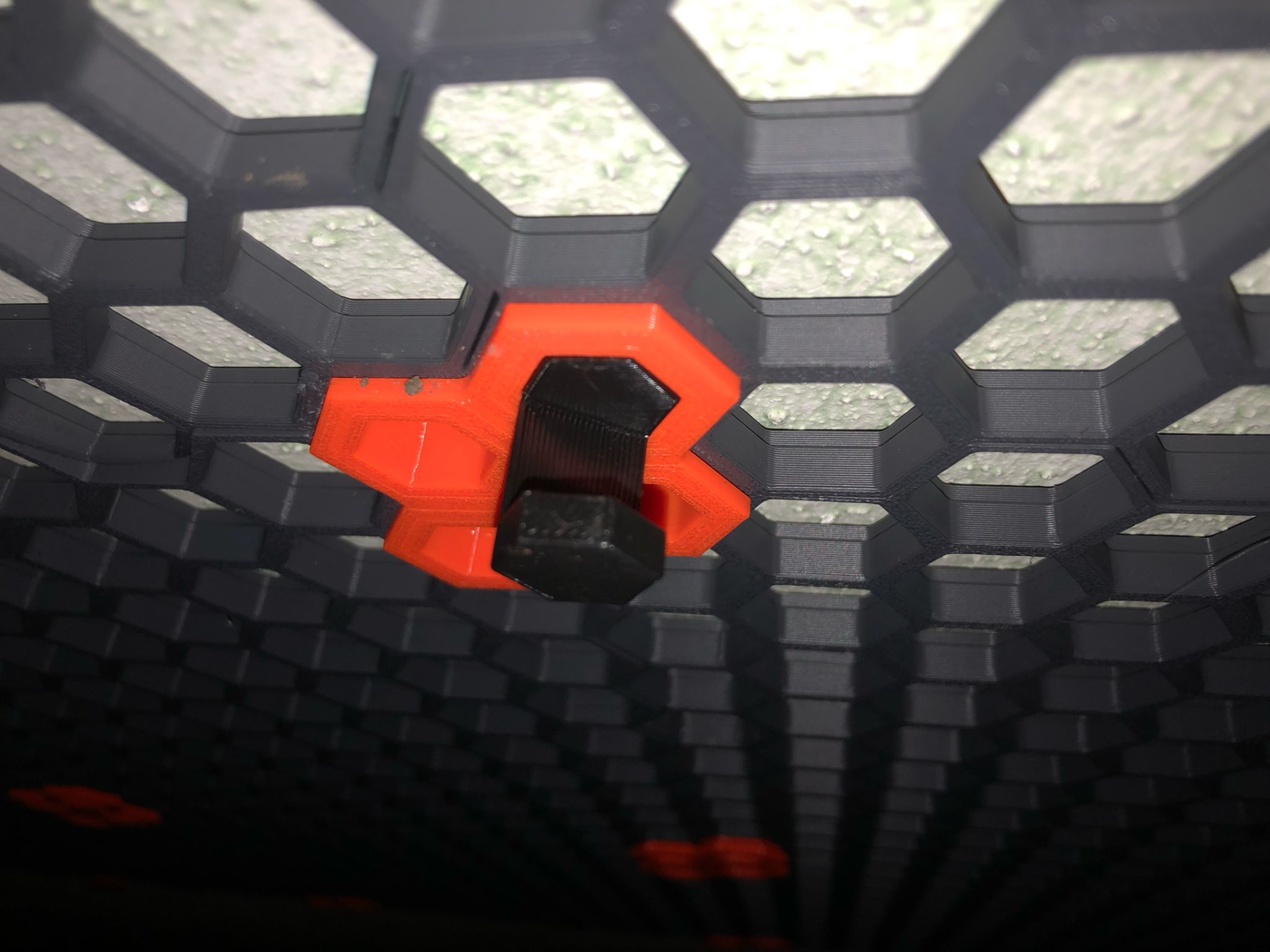 Hook with 30° angle (for hanging up drones in my case) - Honeycomb storage wall