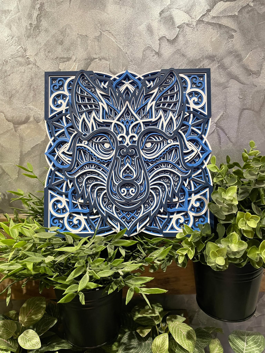 Customizable Layered Mandala Wolf