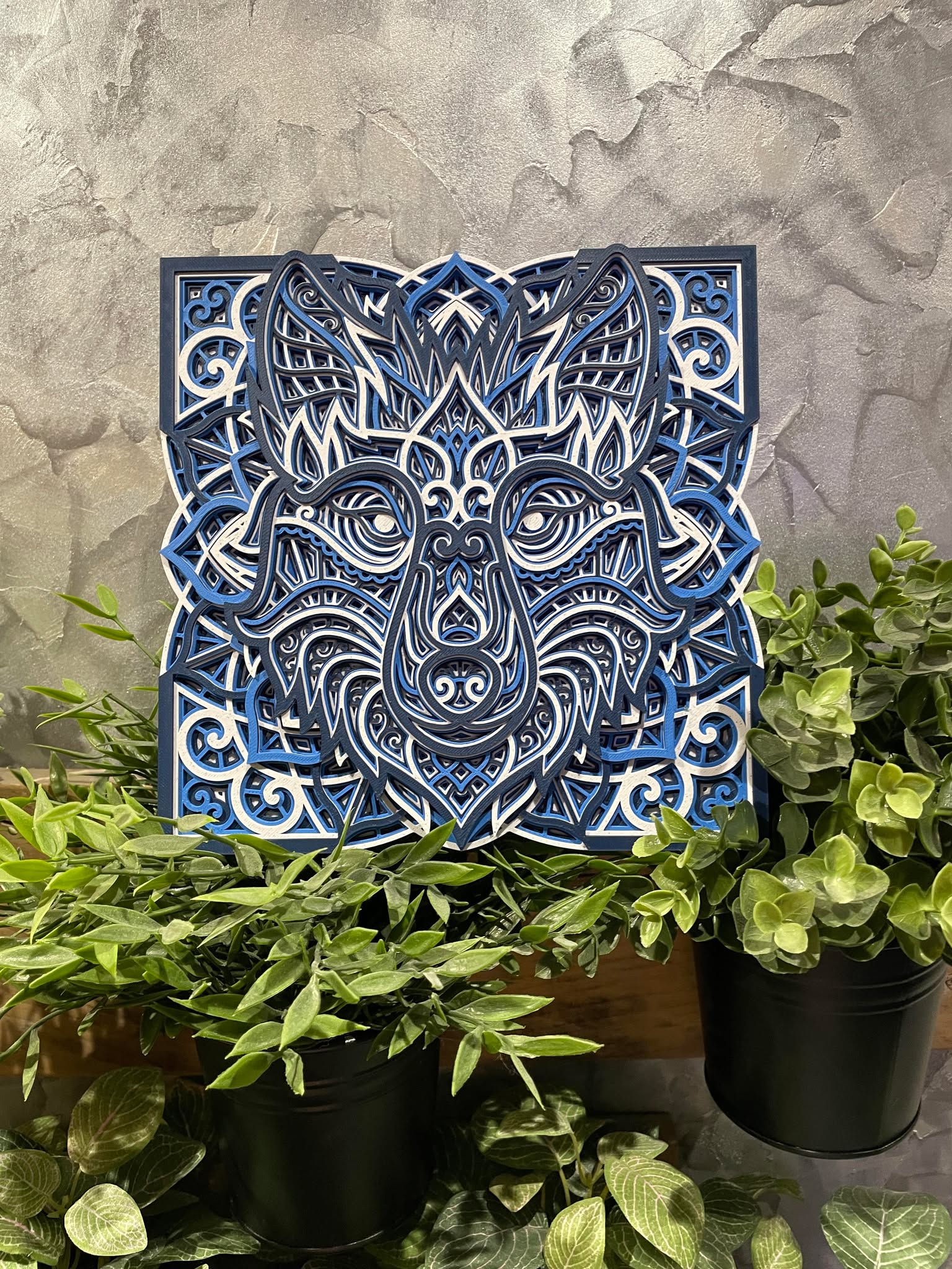 Customizable Layered Mandala Wolf