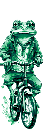 Set of 3 Bookmarks - Mr. Frog riding his bike around town admiring the world