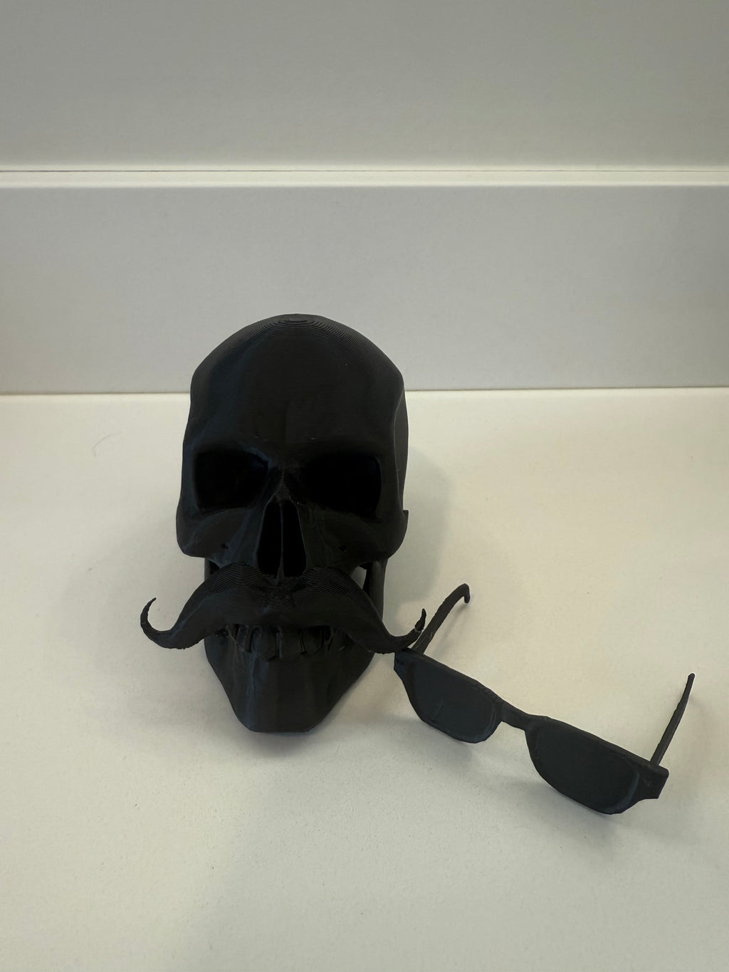 Skull with Mustache and Removable Sun Glasses