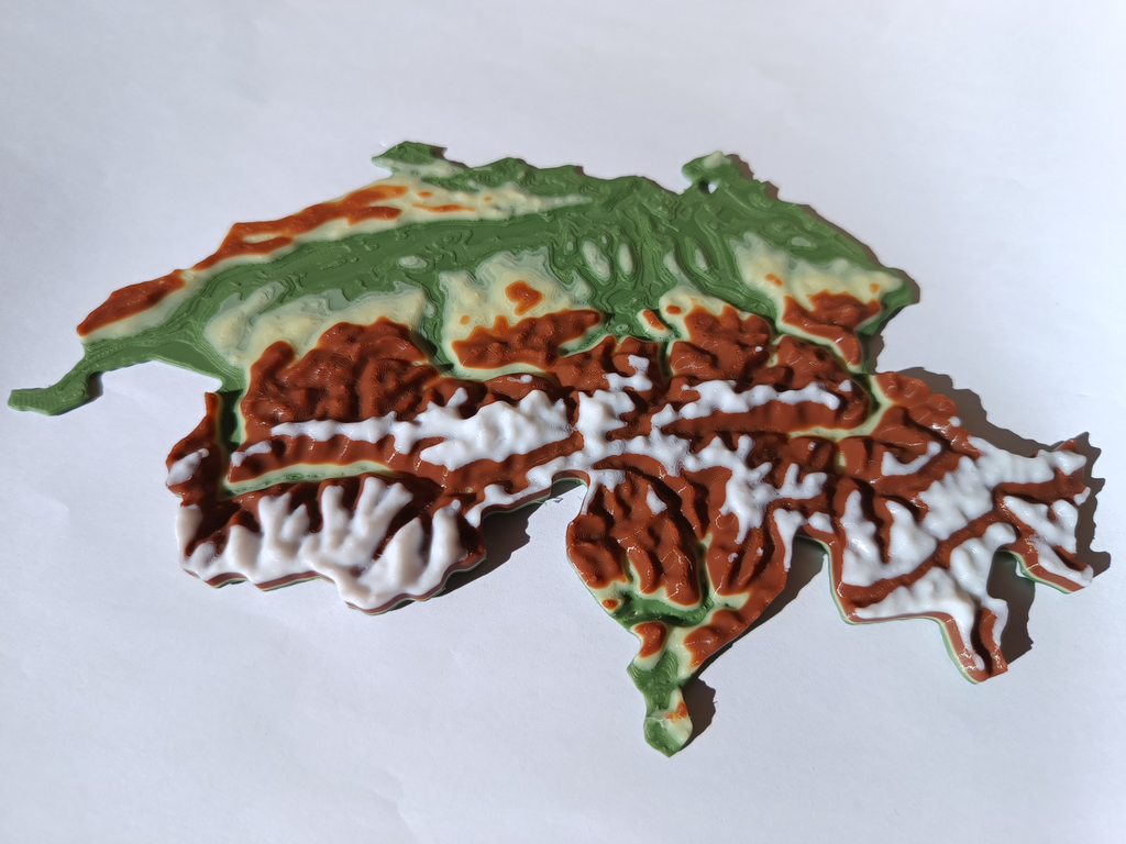 Terrain Map - Colored - Switzerland- No AMS Nedded